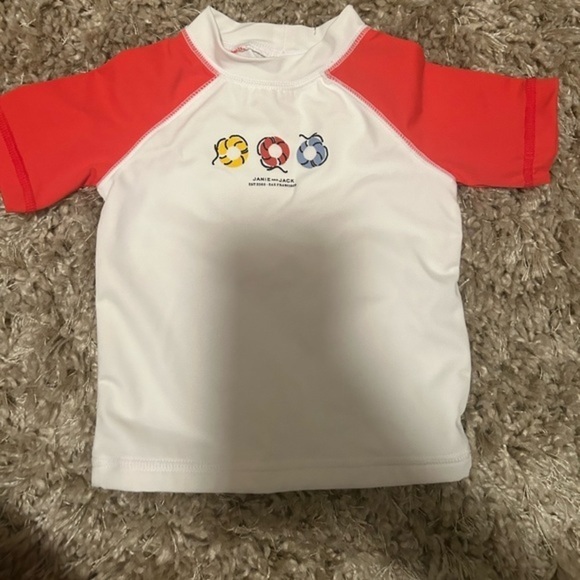 NWOT Janie and Jack Boy's Rash Guard Swim Shirt 3-6 Months Life Preserver​ - Picture 1 of 2
